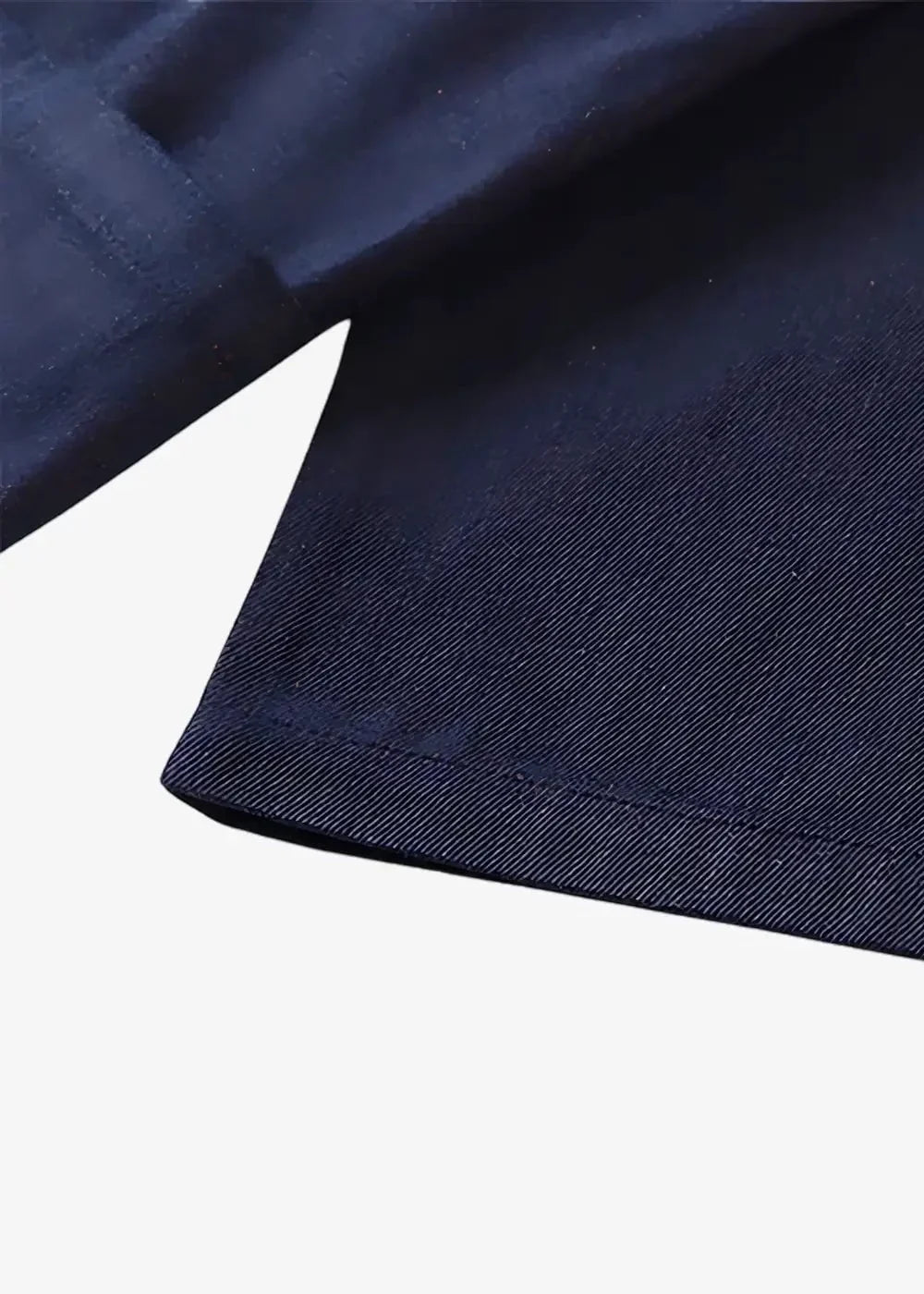 Blue haori made of dark navy blue denim fabric with subtle diagonal weave pattern for stylish outerwear