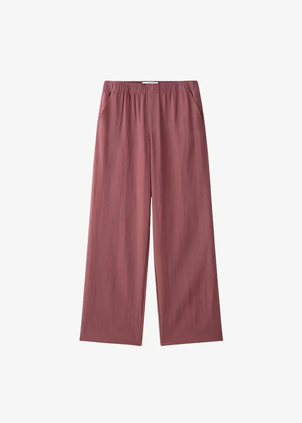 Soft mauve wide-leg trousers with elastic waistband and relaxed silhouette from kimono short set