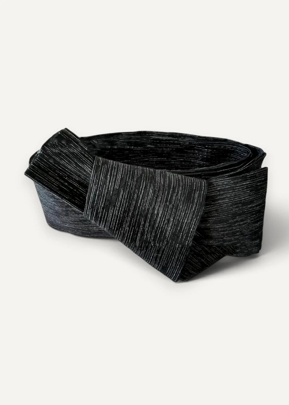 Men’s kimono traditional featuring a black textured ribbon belt with a prominent bow detail