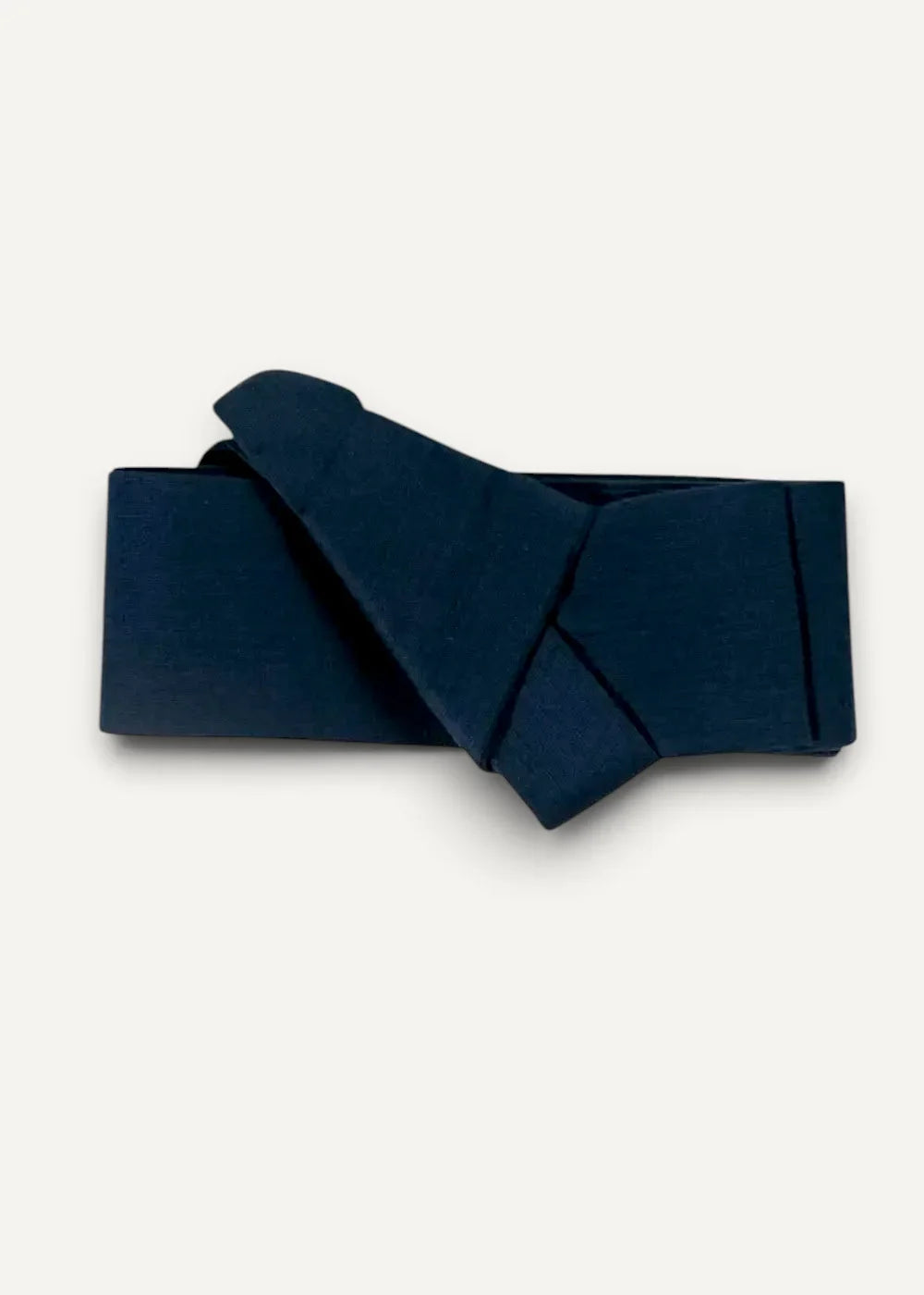 Navy blue elastic waist belt with knotted fabric design for men’s kimono traditional wear